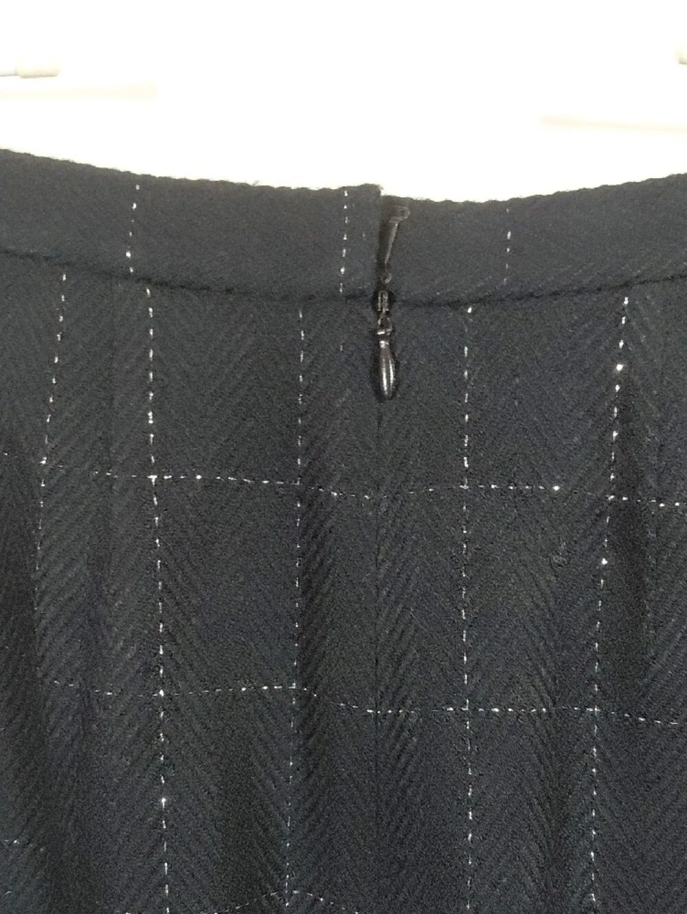George Simonton Black Metallic Thread Windowpane Knit Blazer Skirt Set Size 14